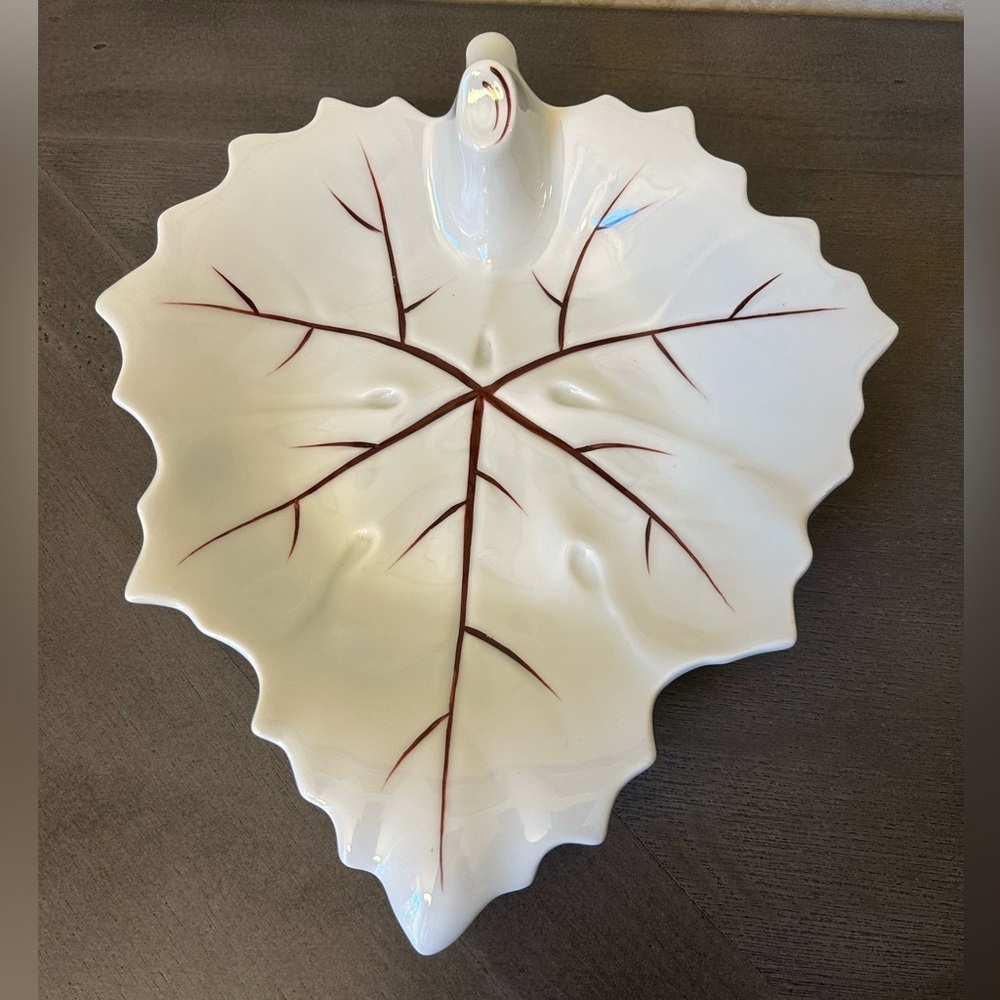 Vintage Limoges France leave Serving Tray Hand Painted Grape Leaves